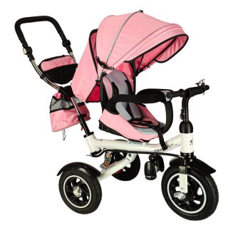 Rowerek trójkołowy Trike Fix V3 rower spacerówka 3w1 obracany 360 wolne koło różowy