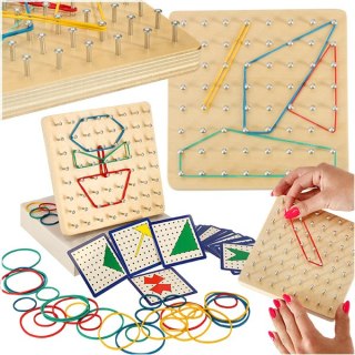 Geoboard geoplan drewniana układanka tworzenie kształtów z gumek Kik Sp. z o. o. Sp. k.