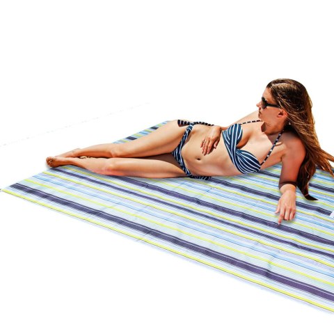 Mata plażowa wodoodporna koc piknikowy plażowy składany torba XXL 200x200cm niebieska Kik Sp. z o. o. Sp. k. Mata plażowa wodoodporna koc piknikowy plażowy składany torba XXL 200x200cm niebieska Kik Sp. z o. o. Sp. k.