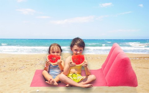 Mata plażowa z dmuchanym oparciem leżak na plażę do domu ogrodu z poduszką uniwersalny różowy Kik Sp. z o. o. Sp. k. Mata plażowa z dmuchanym oparciem leżak na plażę do domu ogrodu z poduszką uniwersalny różowy Kik Sp. z o. o. Sp. k.