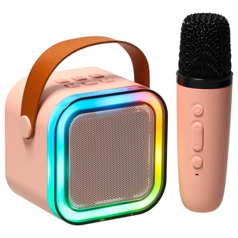 Zestaw do karaoke mikrofon + głośnik przenośny BLUETOOTH USB LED różowy Kik Sp. z o. o. Sp. k. Zestaw do karaoke mikrofon + głośnik przenośny BLUETOOTH USB LED różowy Kik Sp. z o. o. Sp. k.