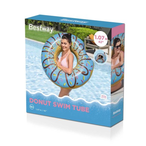 Dmuchane koło plażowe do pływania niebieski Donut 107cm BESTWAY Bestway Dmuchane koło plażowe do pływania niebieski Donut 107cm BESTWAY Bestway