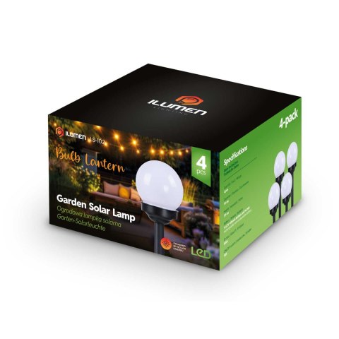 Lampka solarna biała kula 4szt Ilumen LS-102 Ilumen Lampka solarna biała kula 4szt Ilumen LS-102 Ilumen