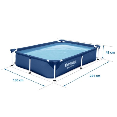 Basen prostokątny stelażowy 221x150x43 cm 16w1 Bestway 56401N Bestway Basen prostokątny stelażowy 221x150x43 cm 16w1 Bestway 56401N Bestway