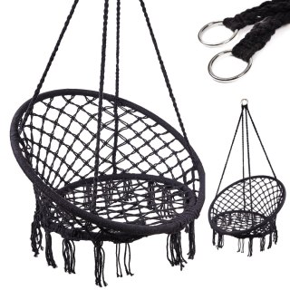 Huśtawka fotel bocianie gniazdo z oparciem czarna 80cm 150kg Kik Sp. z o. o. Sp. k.