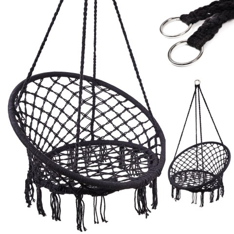 Huśtawka fotel bocianie gniazdo z oparciem czarna 80cm 150kg Kik Sp. z o. o. Sp. k. Huśtawka fotel bocianie gniazdo z oparciem czarna 80cm 150kg Kik Sp. z o. o. Sp. k.