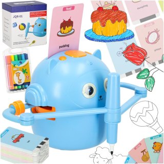 Robot edukacyjny interaktywny nauka rysowania pisania zestaw fiszki mazaki niebieski Kik Sp. z o. o. Sp. k.