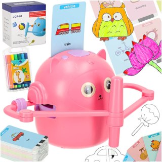 Robot edukacyjny interaktywny nauka rysowania pisania zestaw fiszki mazaki różowy Kik Sp. z o. o. Sp. k.