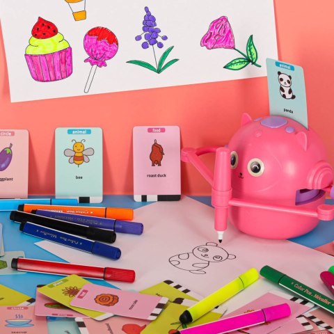 Robot edukacyjny interaktywny nauka rysowania pisania zestaw fiszki mazaki różowy Kik Sp. z o. o. Sp. k. Robot edukacyjny interaktywny nauka rysowania pisania zestaw fiszki mazaki różowy Kik Sp. z o. o. Sp. k.