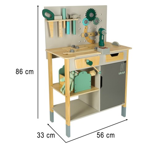 Warsztat drewniany LULILO Fikso zestaw małego majsterkowicza z narzędziami piła wkrętarka dźwięki 86cm Kik Sp. z o. o. Sp. k. Warsztat drewniany LULILO Fikso zestaw małego majsterkowicza z narzędziami piła wkrętarka dźwięki 86cm Kik Sp. z o. o. Sp. k.