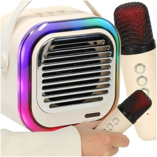 Zestaw do karaoke głośnik Bluetooth 2 mikrofony USB LED 10W kremowy Kik Sp. z o. o. Sp. k.