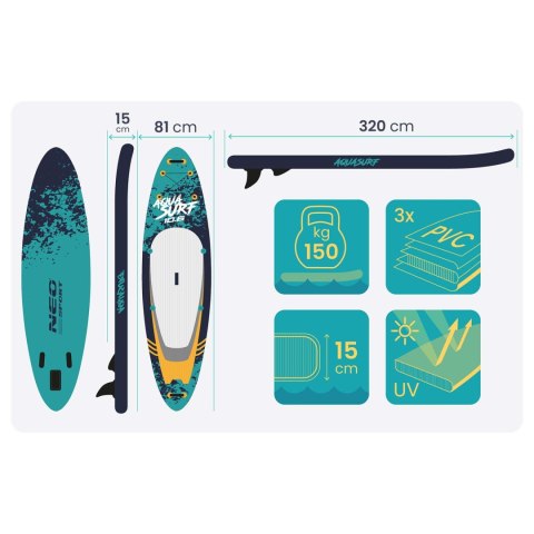 Deska SUP Aquasurf 320 x 81 x 15 cm Neo-Sport 170005 Neo-Sport