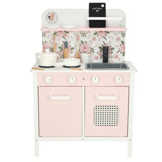 Kuchnia dla dzieci drewniana MDF Lulilo FLoro akcesoria różowa 82cm Kik Sp. z o. o. Sp. k.