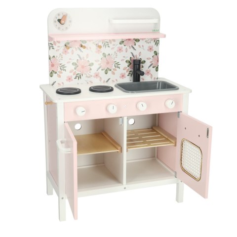 Kuchnia dla dzieci drewniana MDF Lulilo FLoro akcesoria różowa 82cm Kik Sp. z o. o. Sp. k.