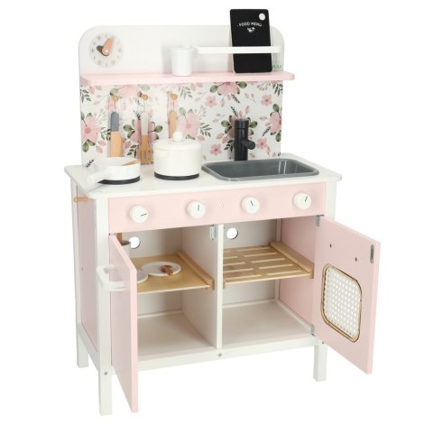 Kuchnia dla dzieci drewniana MDF Lulilo FLoro akcesoria różowa 82cm Kik Sp. z o. o. Sp. k.