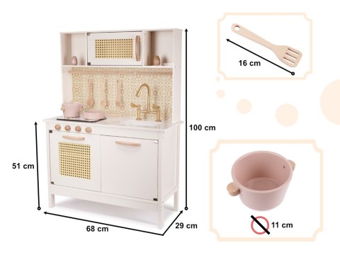 Kuchnia dla dzieci drewniana MDF retro z akcesoriami BOHO 100cm Kik Sp. z o. o. Sp. k.