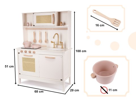 Kuchnia dla dzieci drewniana MDF retro z akcesoriami BOHO 100cm Kik Sp. z o. o. Sp. k.