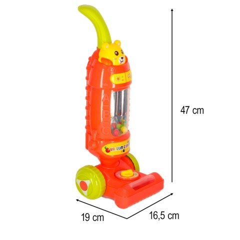 Odkurzacz dla dzieci pionowy interaktywny z dźwiękiem malinowy 46cm Kik Sp. z o. o. Sp. k.