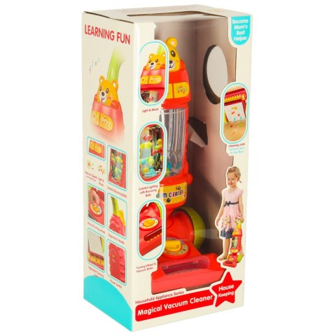 Odkurzacz dla dzieci pionowy interaktywny z dźwiękiem malinowy 46cm Kik Sp. z o. o. Sp. k.